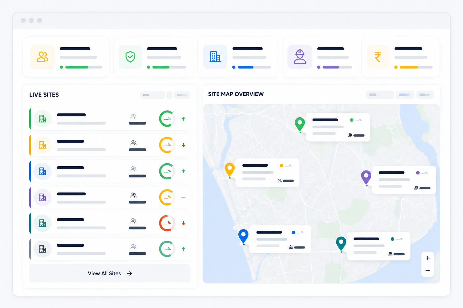 Workforce Command Center with live sites and workforce map